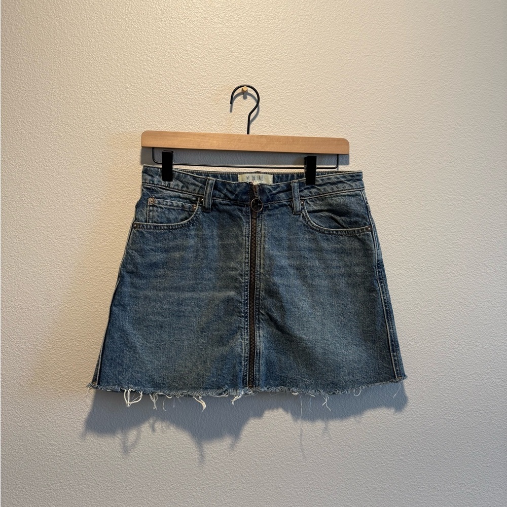 We The Free Zip It Up Denim Mini Skirt in Blue Size 27 BOHO - Picture 2 of 6